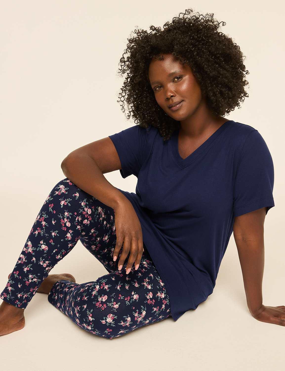 comfy cotton v-neck tunic tee & legging pj set