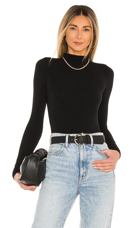 commando ballet body mockneck bodysuit in black.