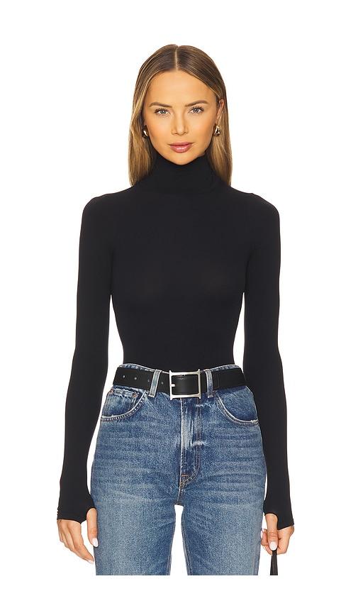 commando ballet body turtleneck bodysuit in black.