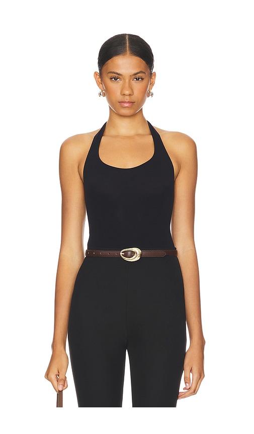 commando ballet halter bodysuit in black.