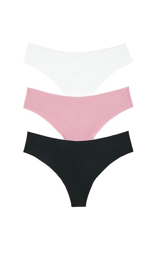 commando butter thong 3-pack in black,pink. - size l (also in xl, xs)