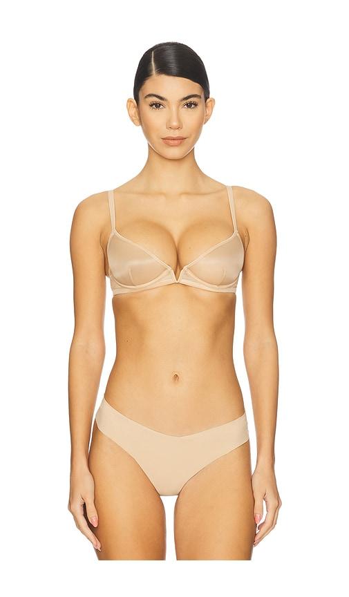 commando chic plunge underwire demi cup in beige. - size 32b (also in 32c, 34c, 36d)