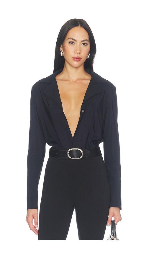 commando classic blousey button down bodysuit in black. - size l (also in m, s, xs)