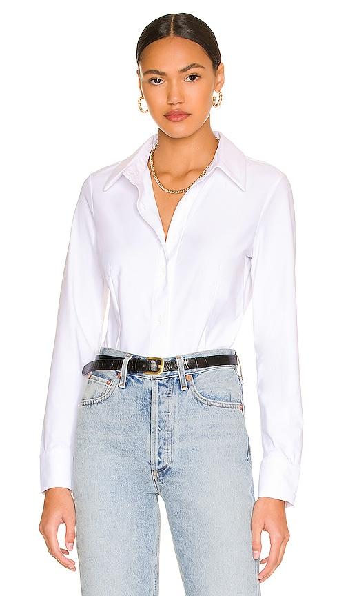 commando classic button down bodysuit in white. - size l (also in xs, s, m, xl)