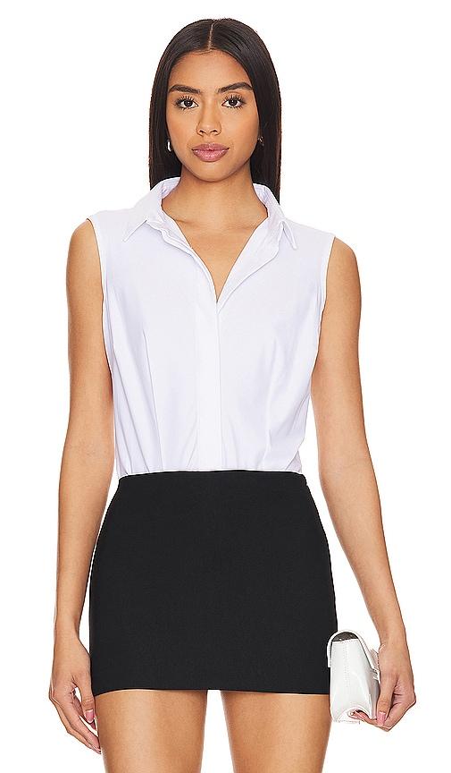 commando classic sleeveless button down bodysuit in white. - size m (also in xs, s, l, xl)