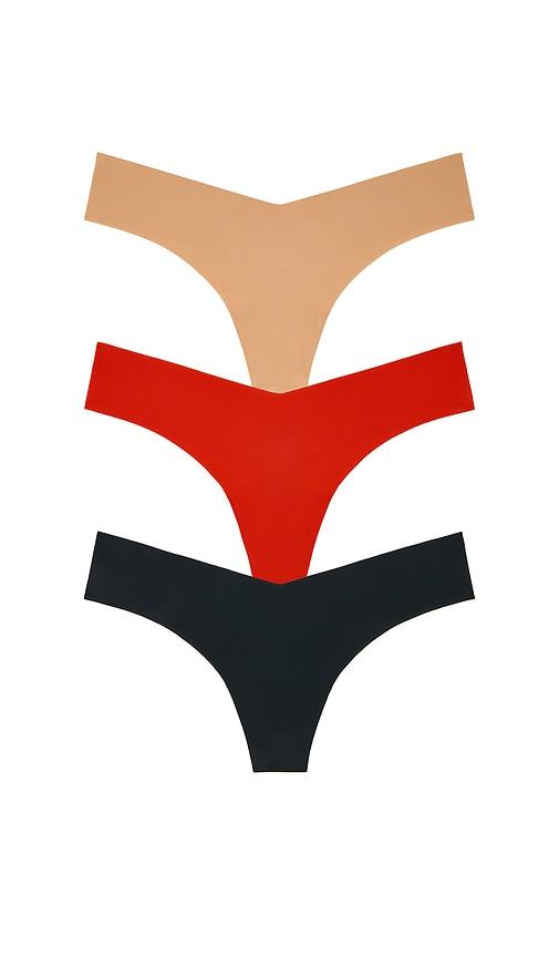 commando classic thong 3-pack in red,black. - size m/l (also in s/m)