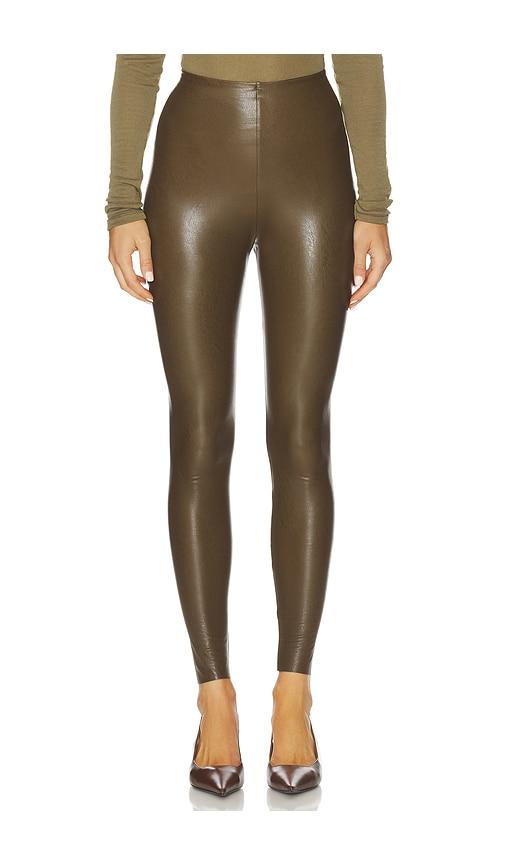 commando faux leather legging in dark green. - size l (also in s, xl)