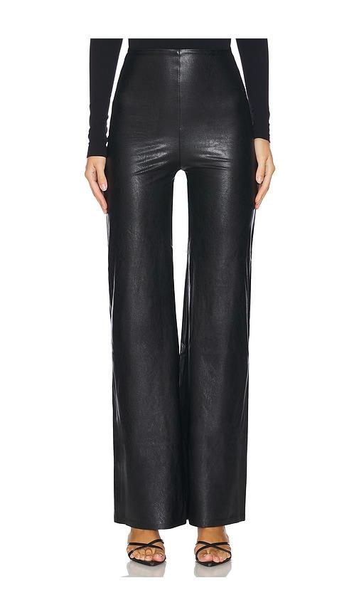 commando faux leather wide leg pant in black. - size l (also in xs, s, m, xl)