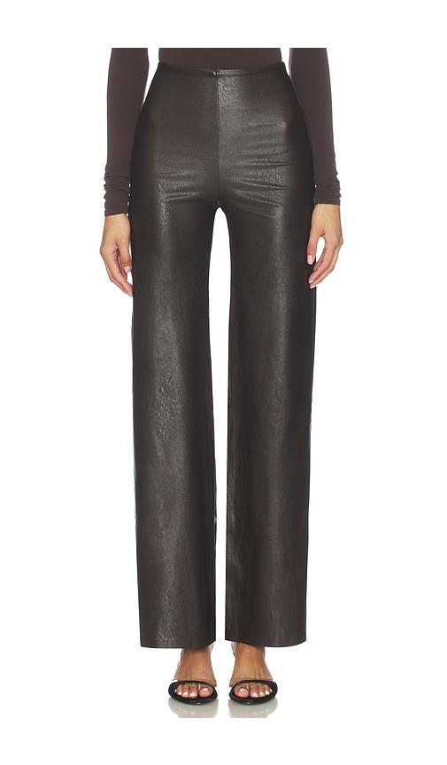 commando faux leather wide leg pant in brown. - size l (also in xl)