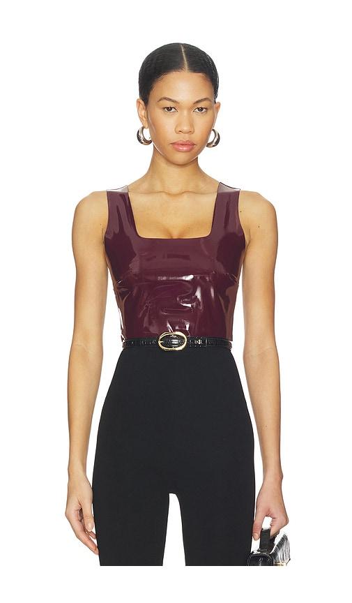 commando faux patent leather crop top in burgundy. - size m (also in xs, s, xl)