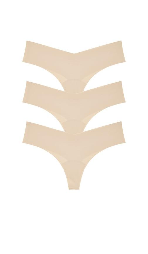 commando invisible rib thong 3-pack in nude.