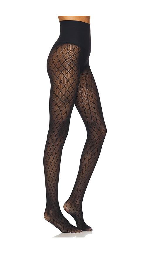 commando lattice net thigh in black. - size l (also in xl)
