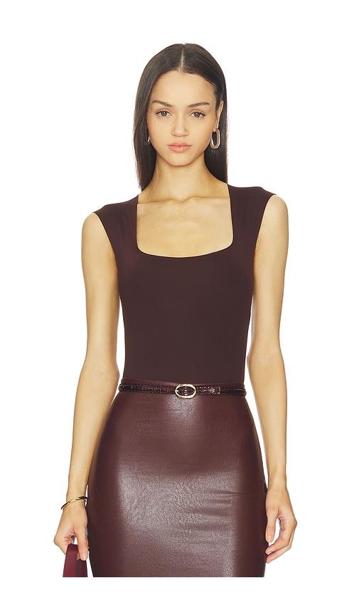commando neoprene cap sleeve bodysuit in burgundy. - size l (also in xl)