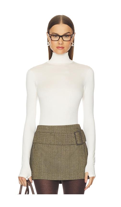 commando prima ballet turtleneck bodysuit in cream.