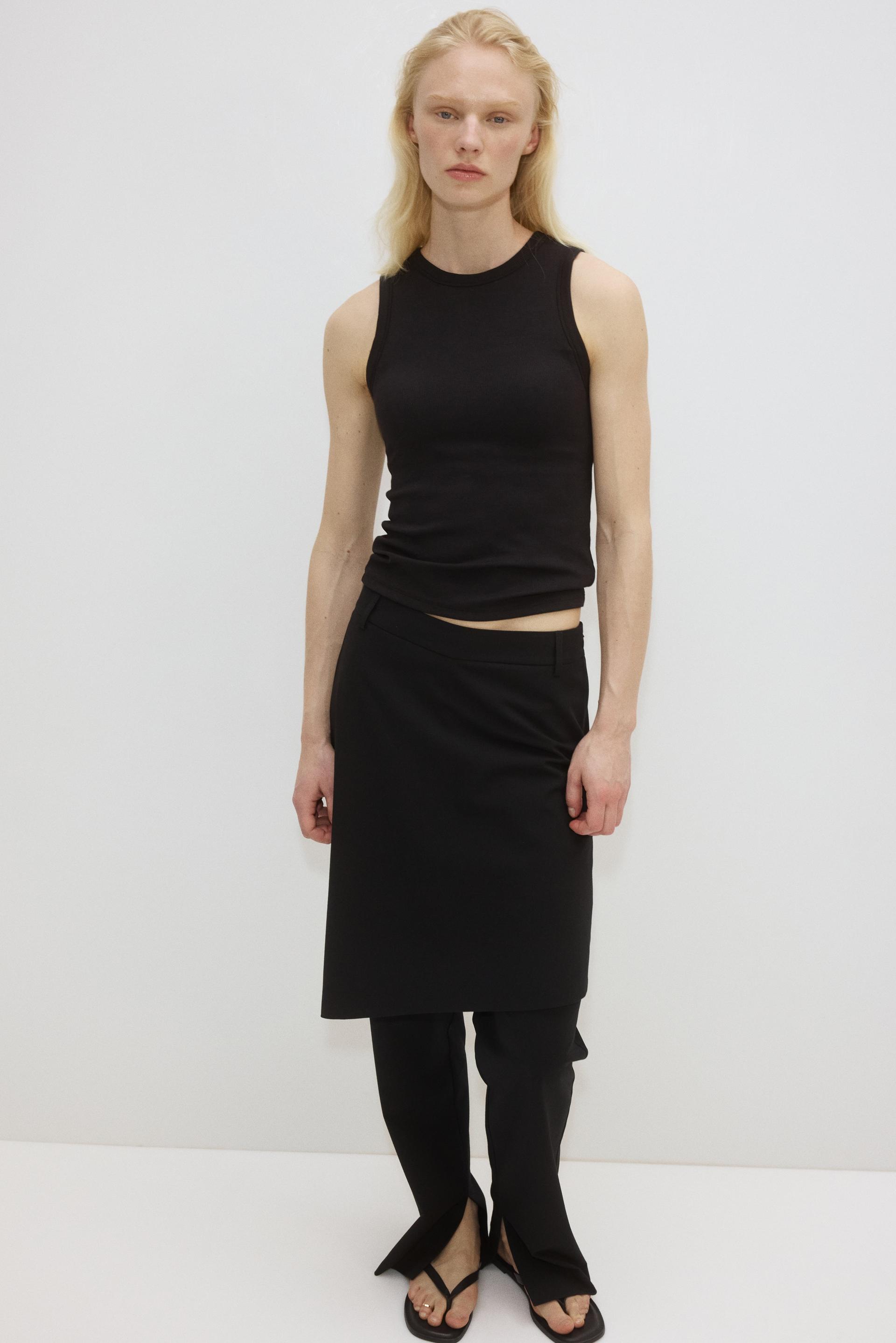 cooling slim-fit ribbed shelf-bra tank top