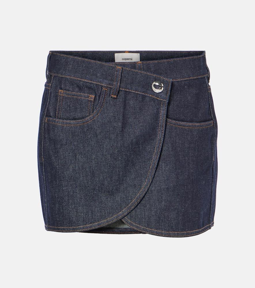 coperni asymmetric denim miniskirt