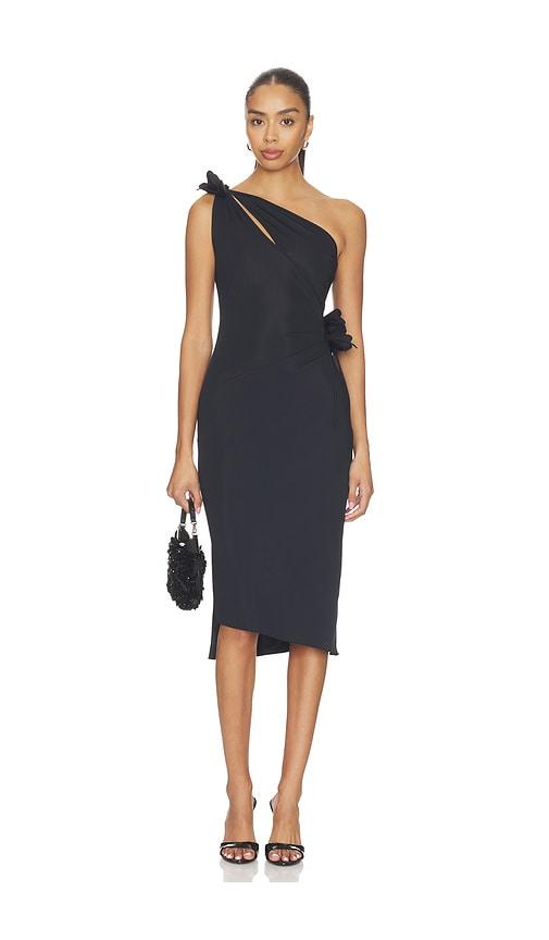 coperni asymmetric mini flower gown in black. - size m (also in xs)