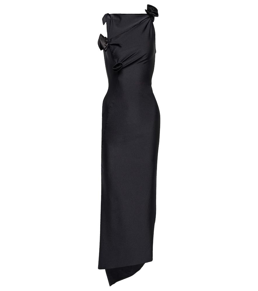 coperni asymmetrical flower-detail midi dress