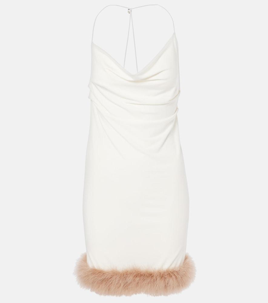 coperni boa feather-trimmed jersey minidress
