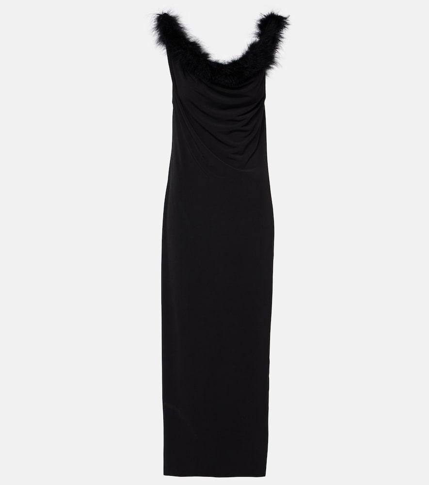 coperni boa feather-trimmed maxi dress