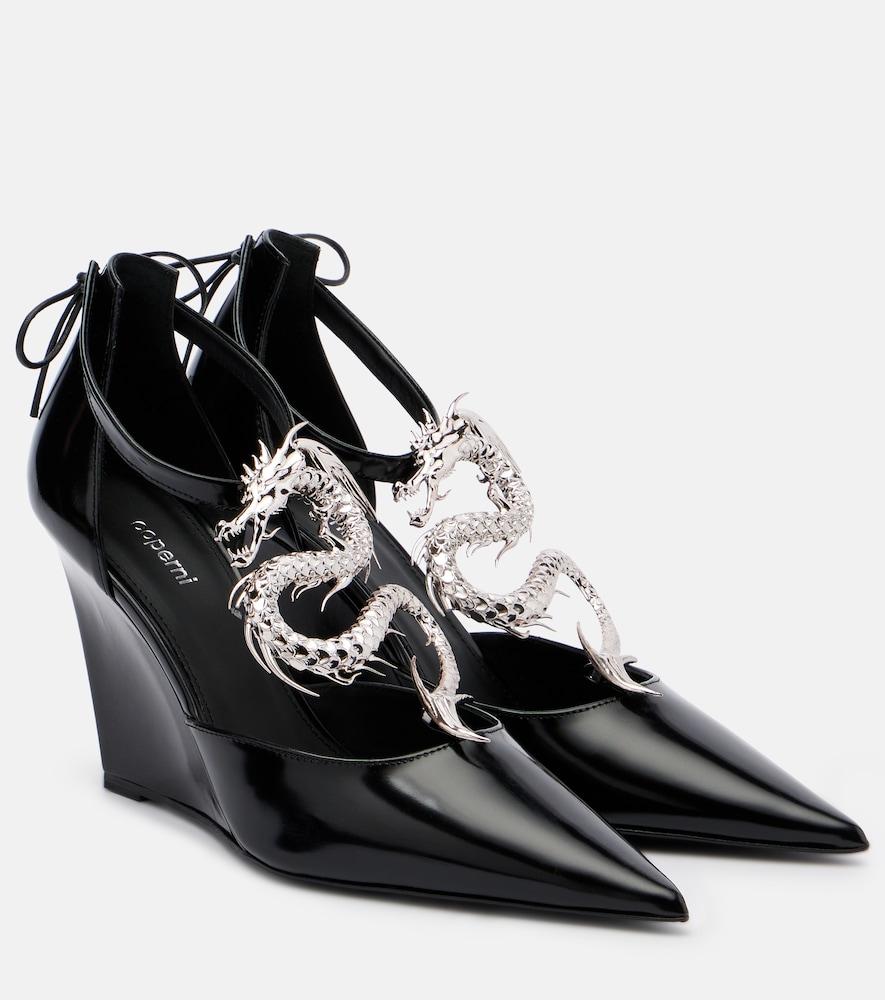 coperni dragon embellished leather wedge pumps