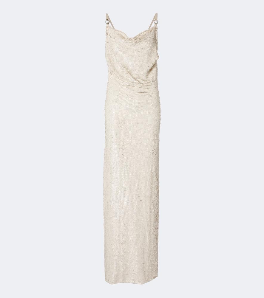 coperni draped open-back sequined maxi dress
