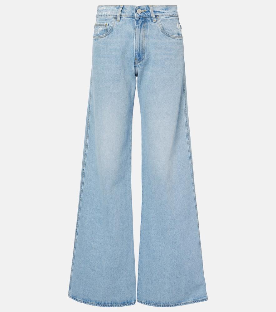 coperni leather-trimmed wide-leg jeans