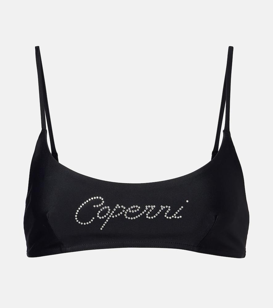 coperni logo crystal-embellished bikini top