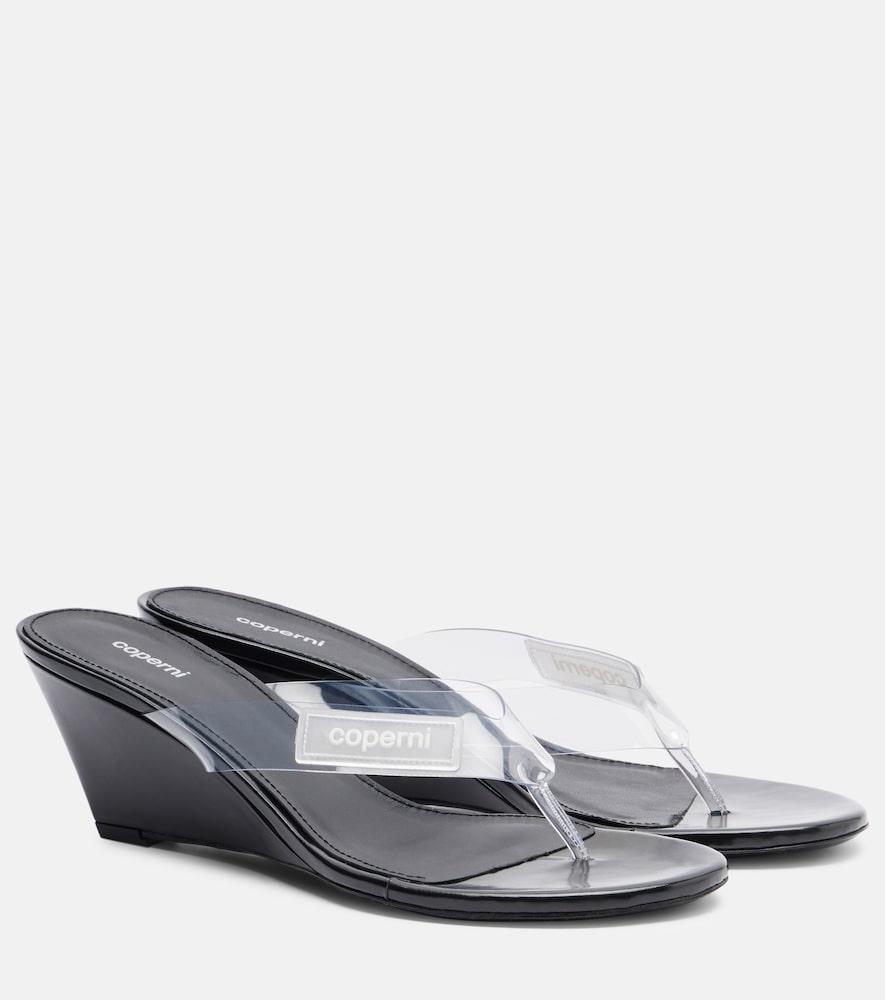 coperni logo pvc wedge thong sandals