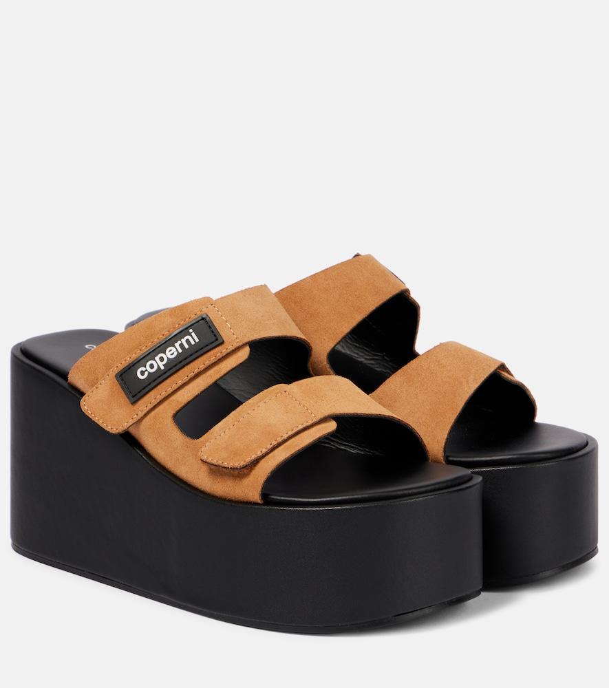 coperni logo suede wedge mules