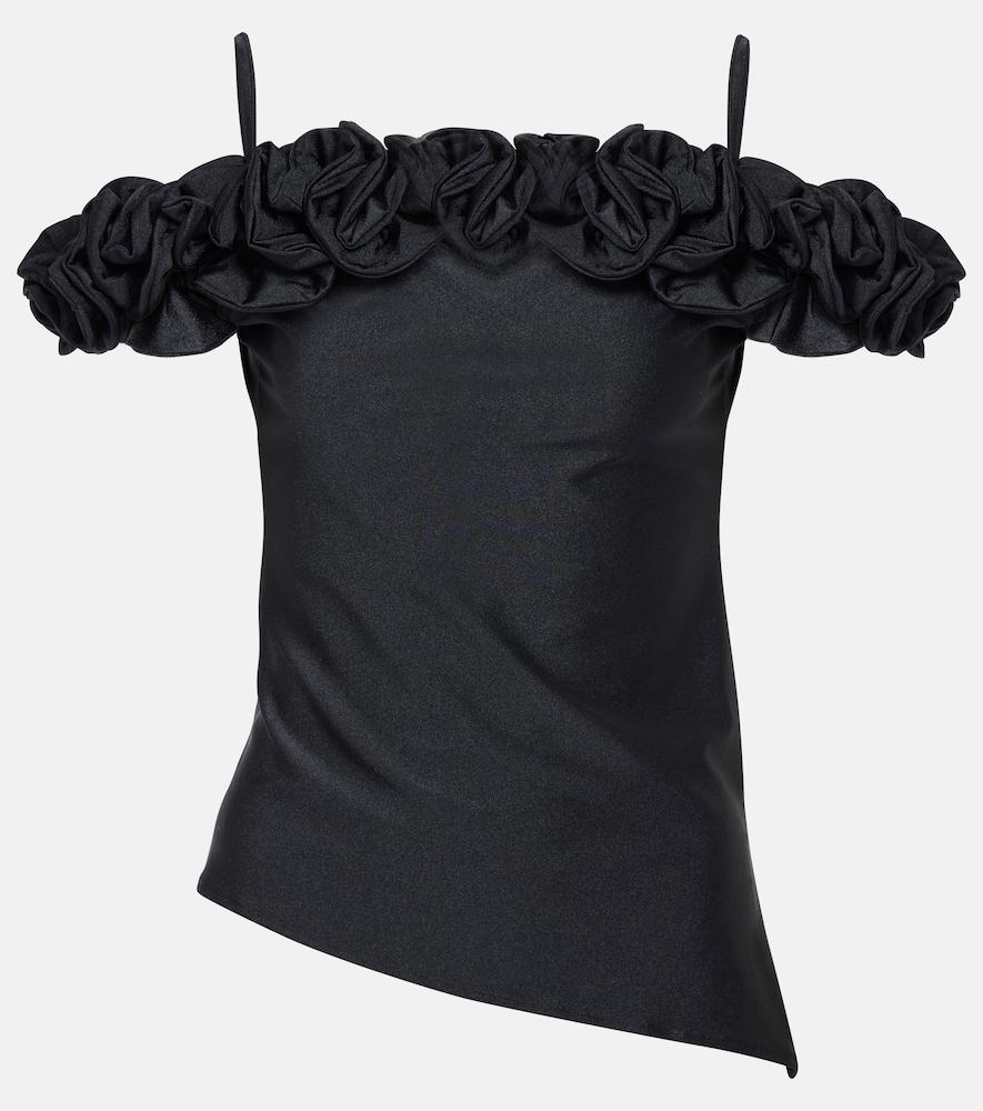 coperni ruffled off-shoulder cotton-blend top