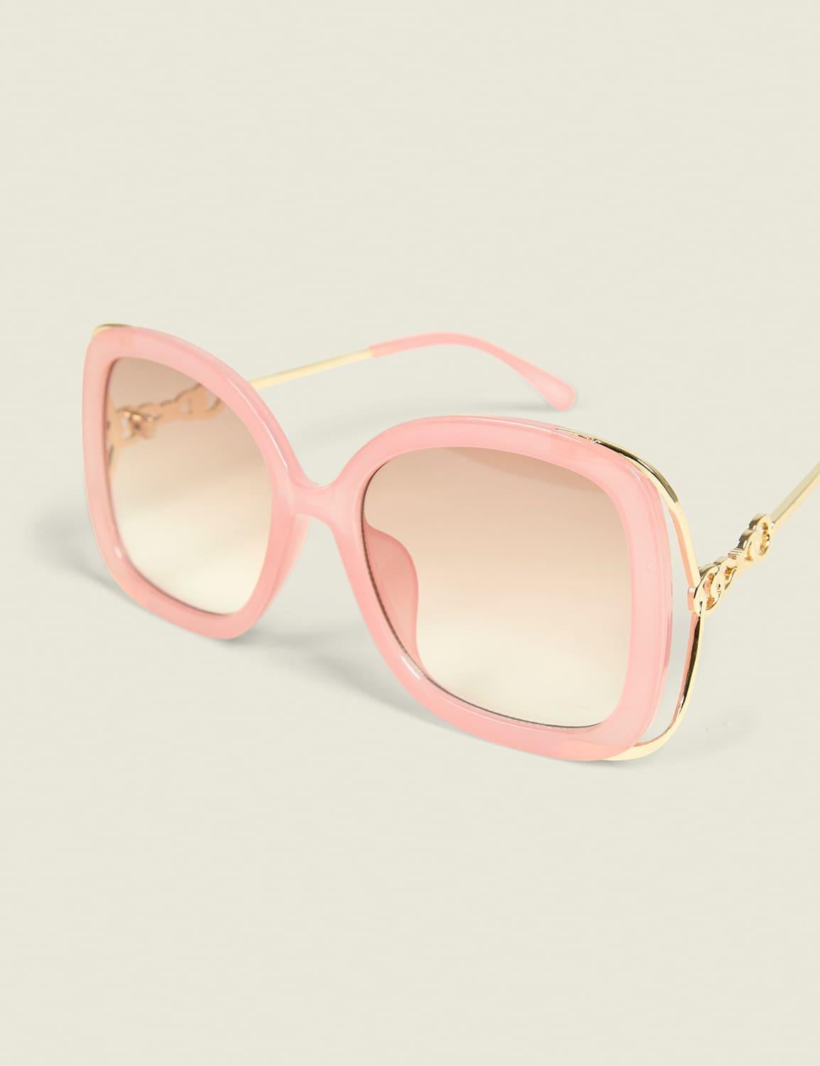 coral metal-detail cateye sunglasses