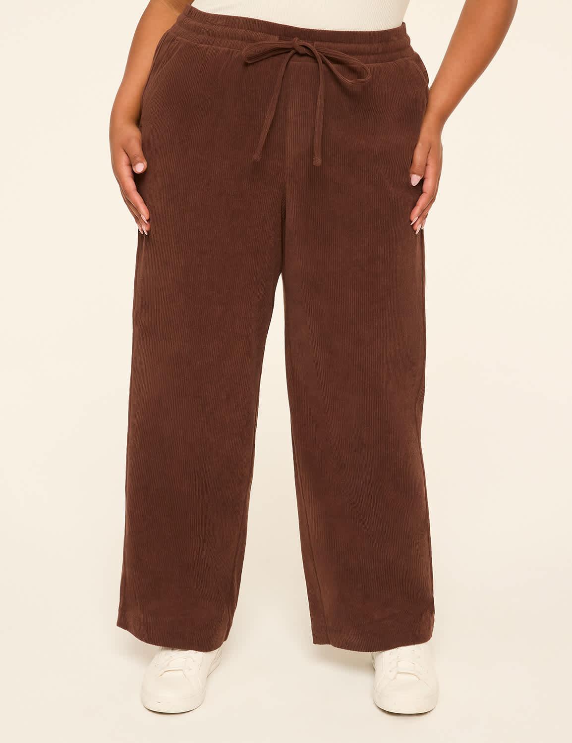 corduroy pull-on relaxed straight leg pant