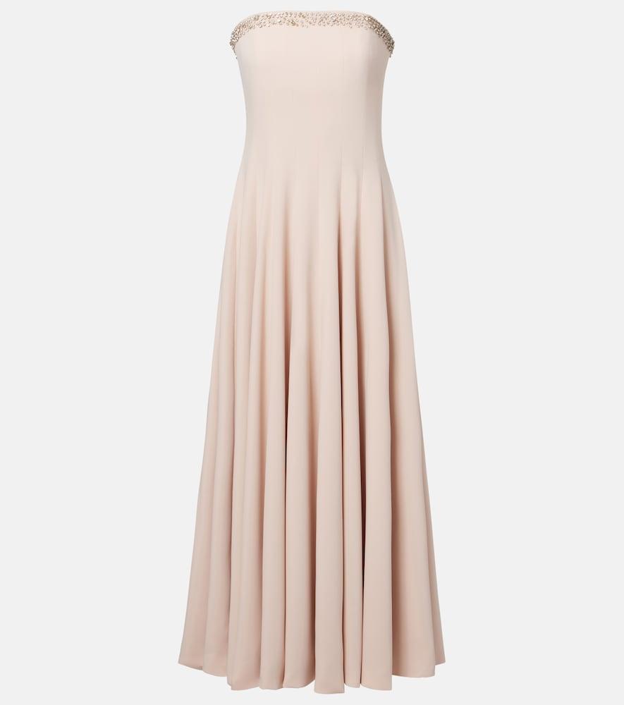 costarellos aldina crystal-embellished crêpe midi dress