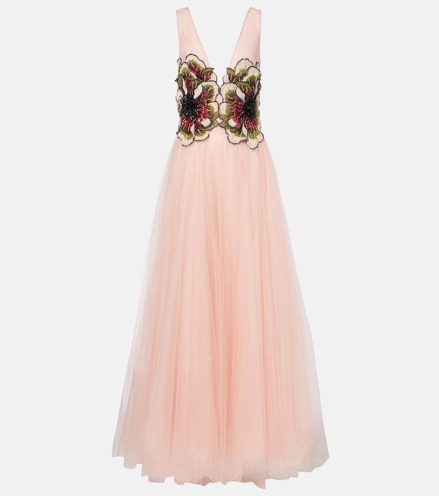 costarellos arion sequined tulle gown