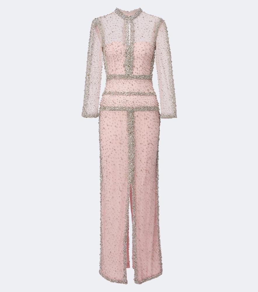 costarellos belina embellished tulle gown