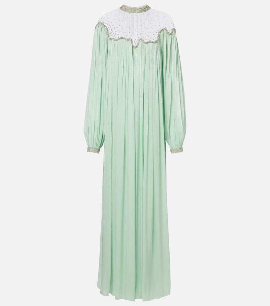 costarellos elline embellished pleated gown