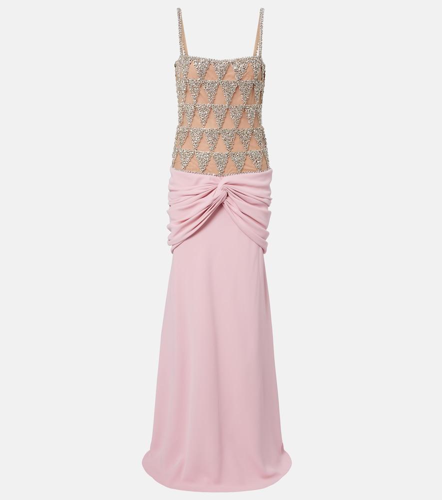 costarellos embellished draped gown