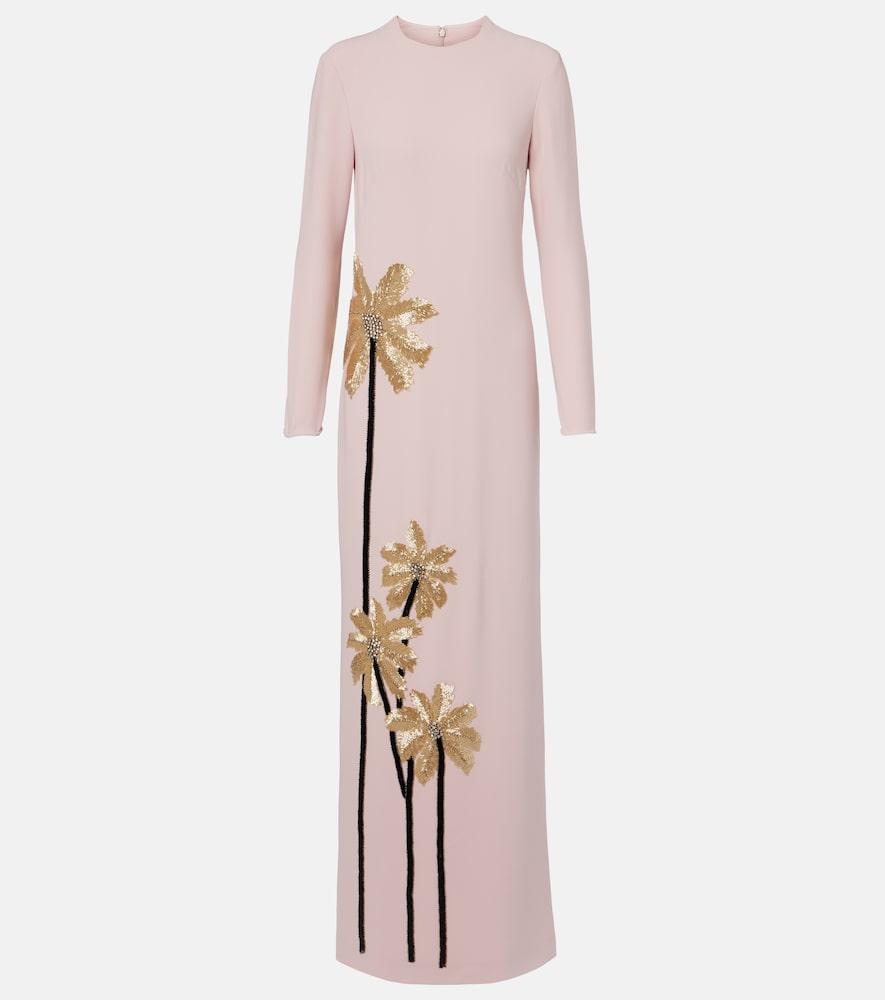 costarellos nevina crystal-embellished crêpe gown