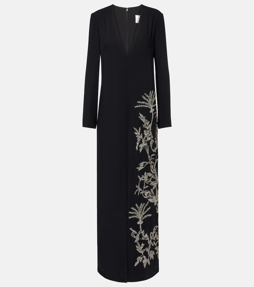 costarellos vita beaded crêpe gown