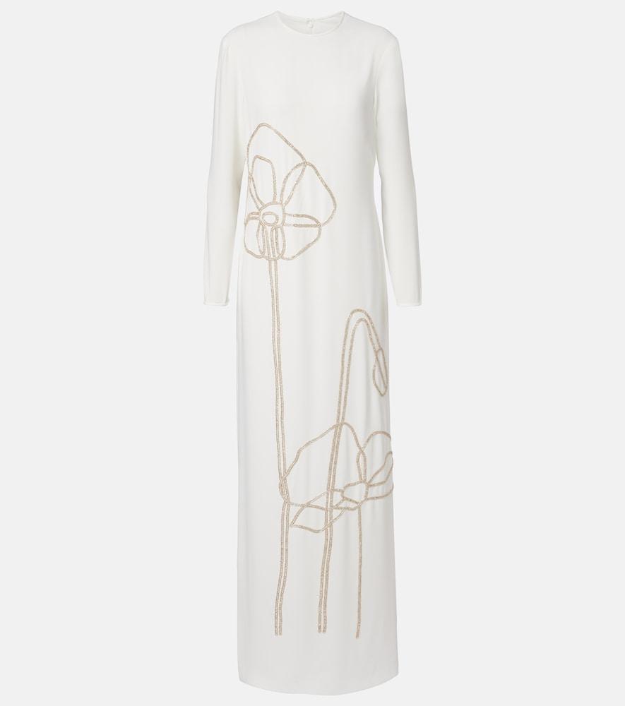 costarellos zarie embellished crêpe gown