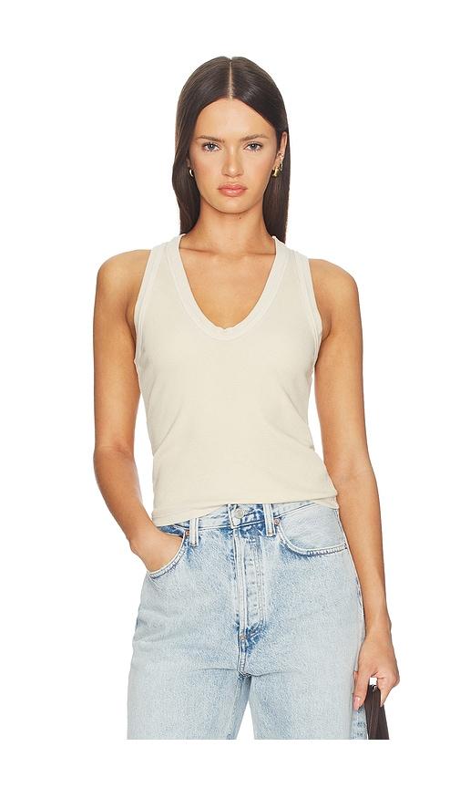cotton citizen the verona u-neck tank in cream. - size l (also in xs, s, m)