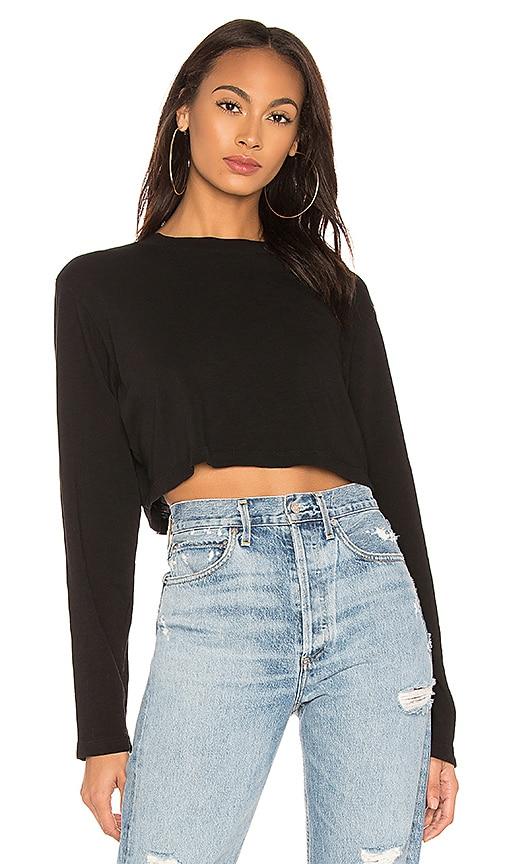 cotton citizen tokyo crop shirt in black. - size l (also in s, xs, m)