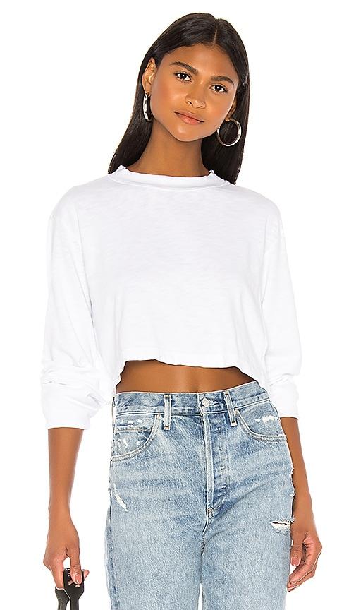 cotton citizen tokyo crop shirt in white. - size l (also in m, xs)