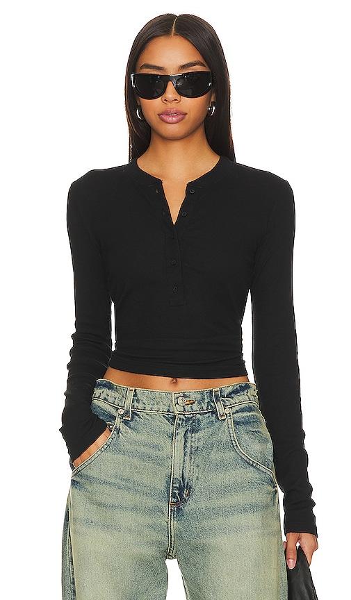 cotton citizen verona henley shirt in black. - size m (also in xs, s)