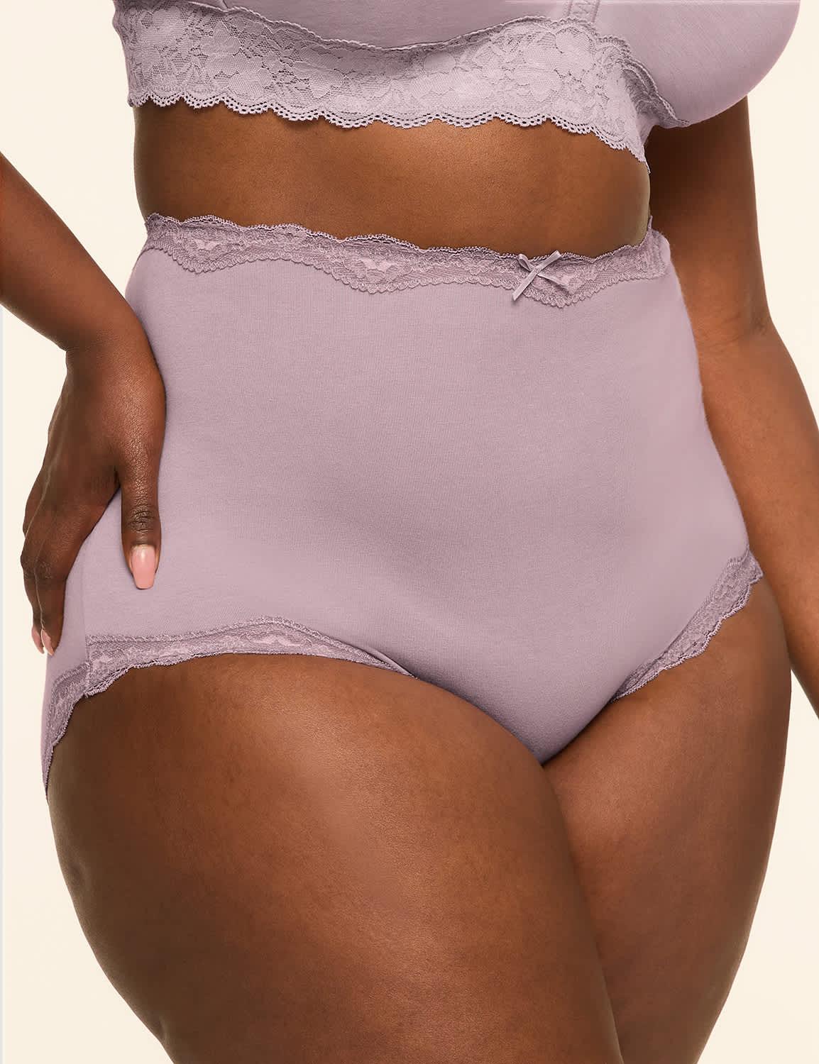 cotton high-waist brief panty with lace trim