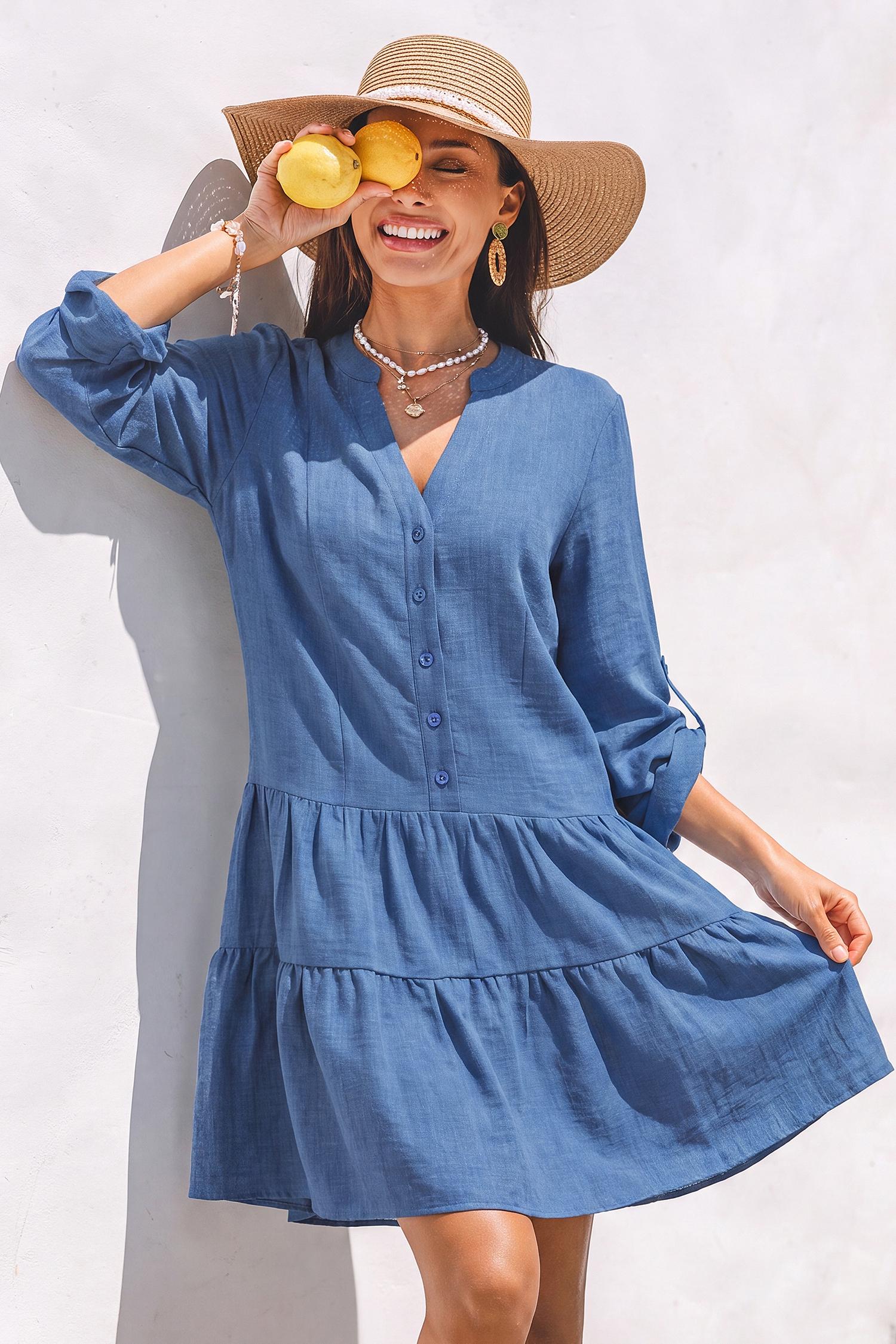count me in blue mini dress - l
