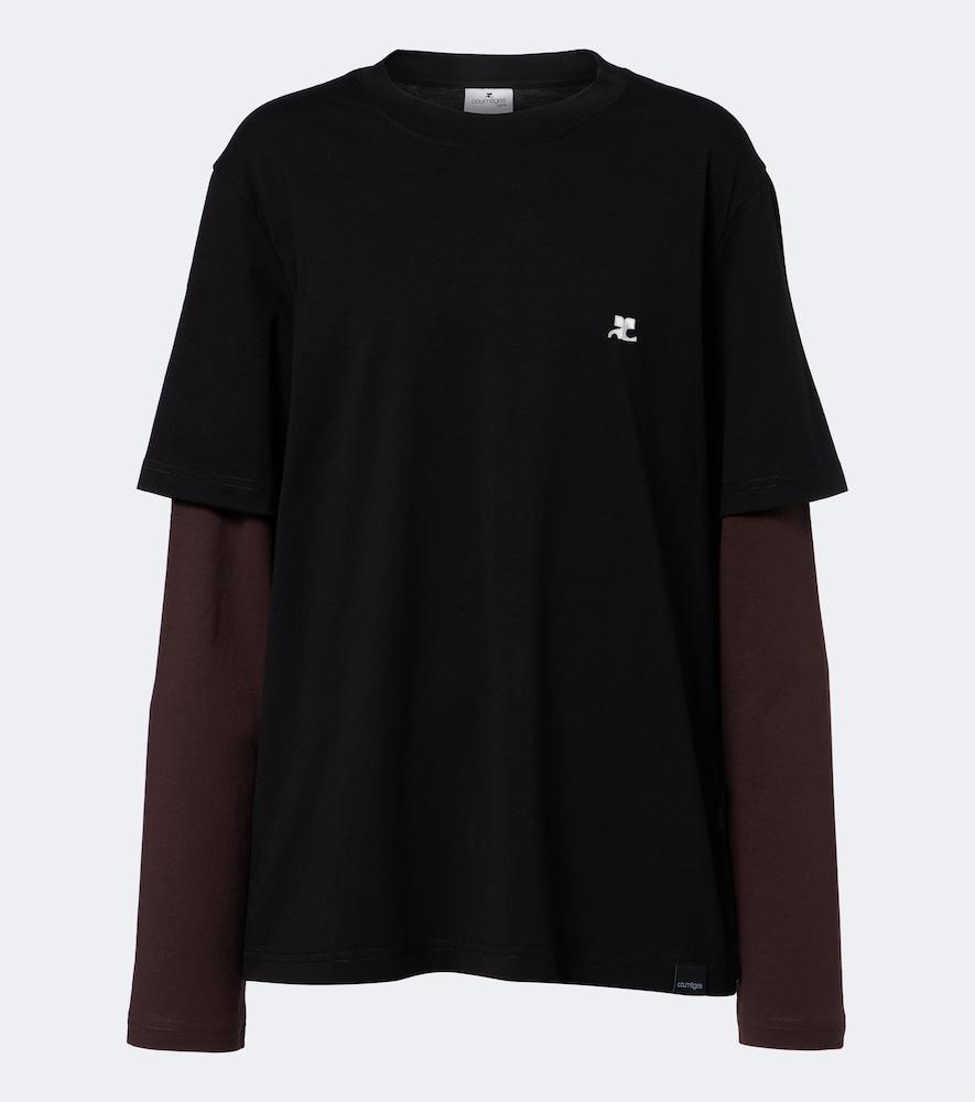 courrèges ac double sleeve cotton t-shirt