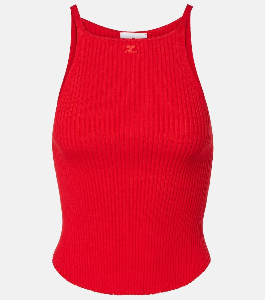 courrèges circle logo ribbed-knit tank top