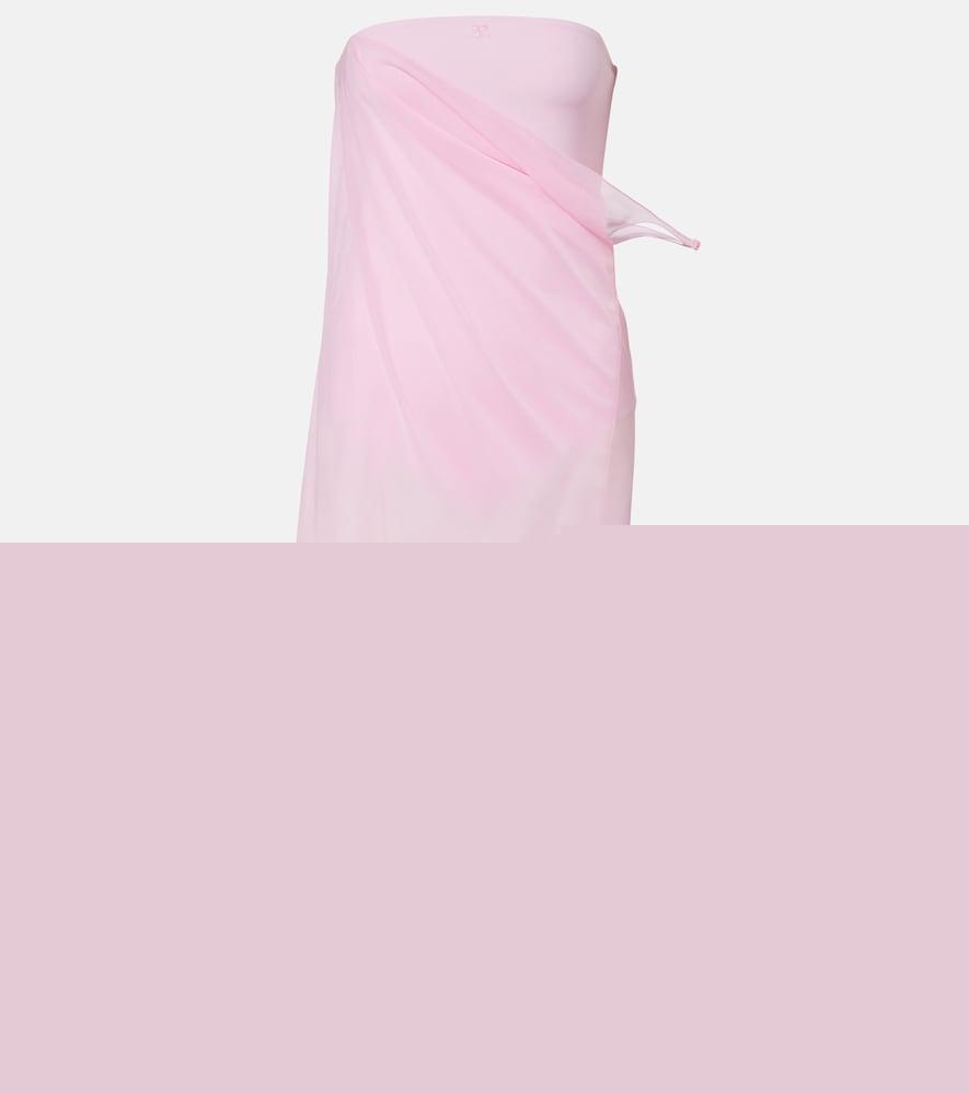 courrèges draped sheer jersey crêpe midi dress